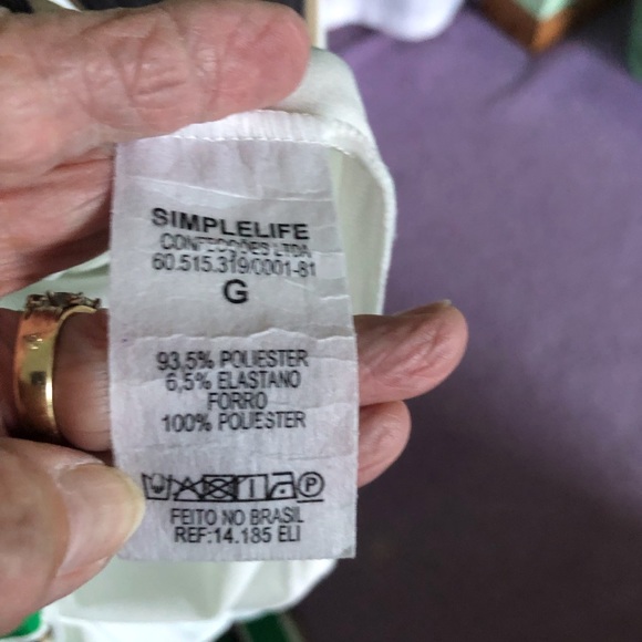 Simple Life Dress never been worn. Green crème and brown stripe with wrap belt - Picture 5 of 5